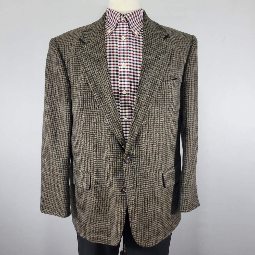 Oscar De La Renta Men's Sport Coat Blazer Two Button Brown Olive Wool 44S